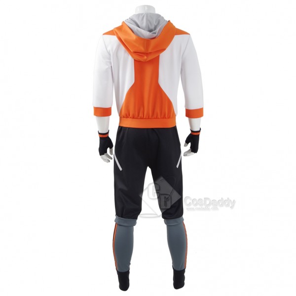 CosDaddy Pokemon Go Pocket Monster Trainer Costume Pokemon Go Team Suit Halloween Cosplay Men Orange Hoodie Pans Gloves