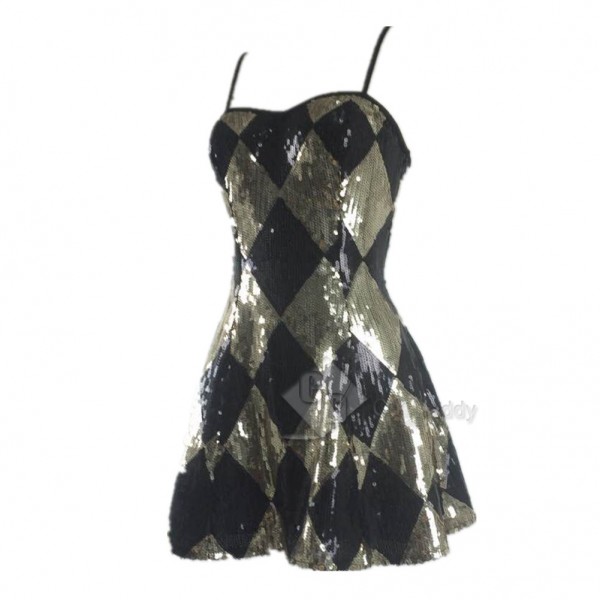 CosDaddy Suicide Squad Harley Quinn Sexy Sequin Shinning Mini  Golden Dress for Halloween&Christmas