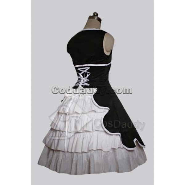 Black Cotton Gothic Lolita Dress Cosplay Costume 