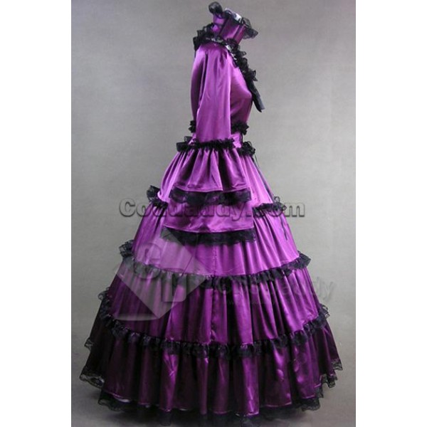 Southern Belle Gothic Satin Dress Ball Gown Prom Cosplay Costume