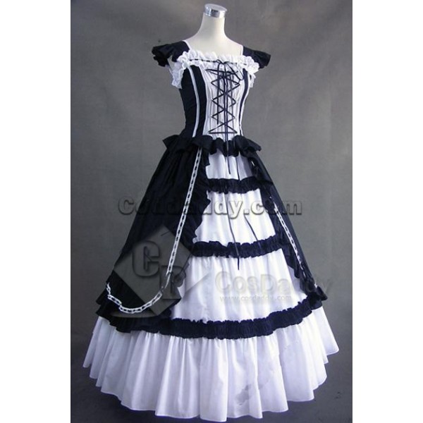 Victorian Gothic Lolita Cotton Dress Ball Gown Cosplay Costume 
