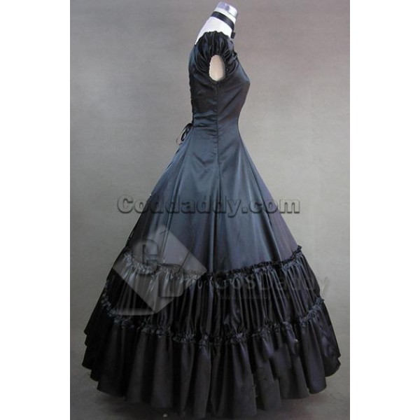Civil War Gothic Lolita Satin Gown Dress Prom Cosplay Costume 