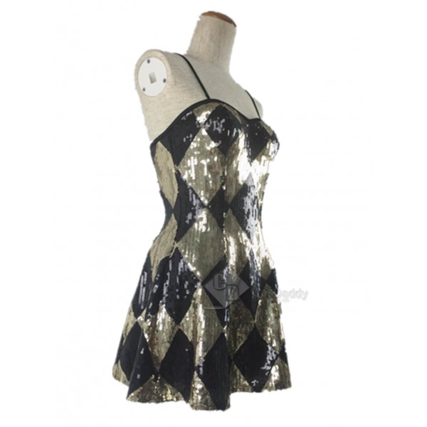 CosDaddy Suicide Squad Harley Quinn Sexy Sequin Shinning Mini  Golden Dress for Halloween&Christmas