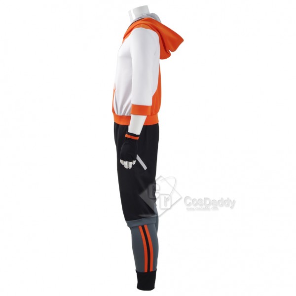 CosDaddy Pokemon Go Pocket Monster Trainer Costume Pokemon Go Team Suit Halloween Cosplay Men Orange Hoodie Pans Gloves