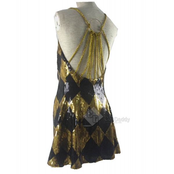 CosDaddy Suicide Squad Harley Quinn Sexy Sequin Shinning Mini  Golden Dress for Halloween&Christmas