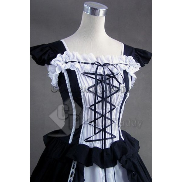 Victorian Gothic Lolita Cotton Dress Ball Gown Cosplay Costume 