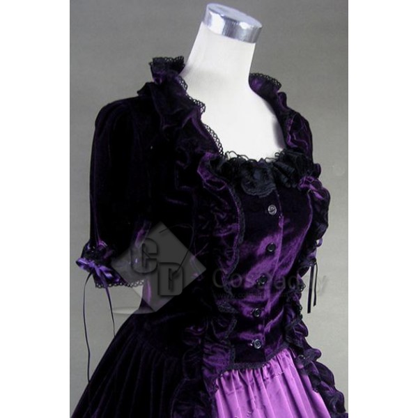 Lolita Renaissance Prom Velvet Dress Ball Gown Cosplay Costume 