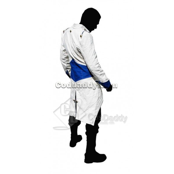 Assassin's Creed III Connor Kenway Coat Jacket Hoodie White Blue Cosplay Costume