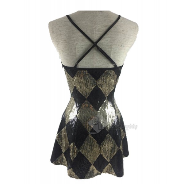 CosDaddy Suicide Squad Harley Quinn Sexy Sequin Shinning Mini  Golden Dress for Halloween&Christmas