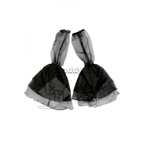 Black Cotton Polyester Sleeveless Bandage Halter Pleated Lolita Dress Cosplay Costume 