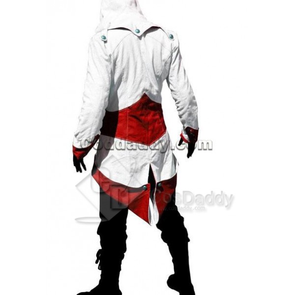 Assassin's Creed III Connor Kenway Coat Jacket Hoodie White Red Cosplay Costume