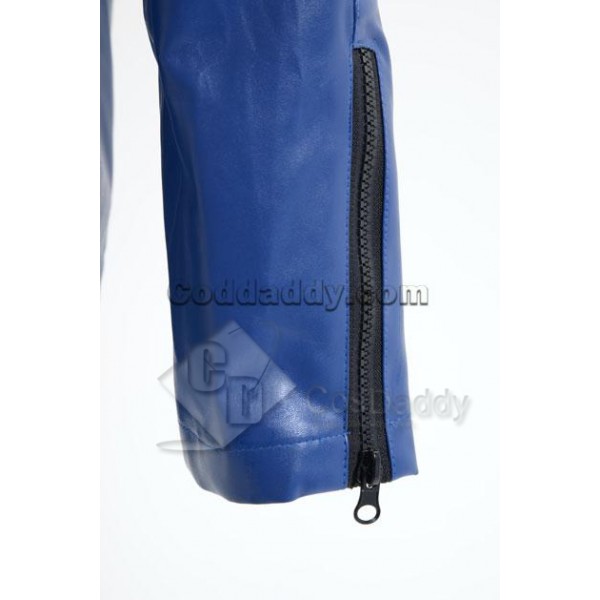 Smallville Superman Blue Leather Jacket Cosplay Costume 