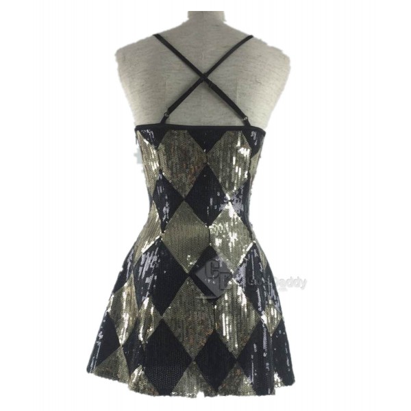 CosDaddy Suicide Squad Harley Quinn Sexy Sequin Shinning Mini  Golden Dress for Halloween&Christmas