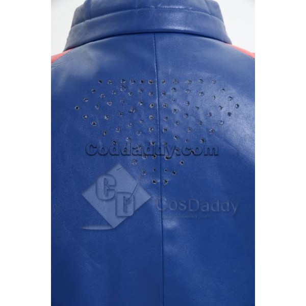 Smallville Superman Blue Leather Jacket Cosplay Costume 