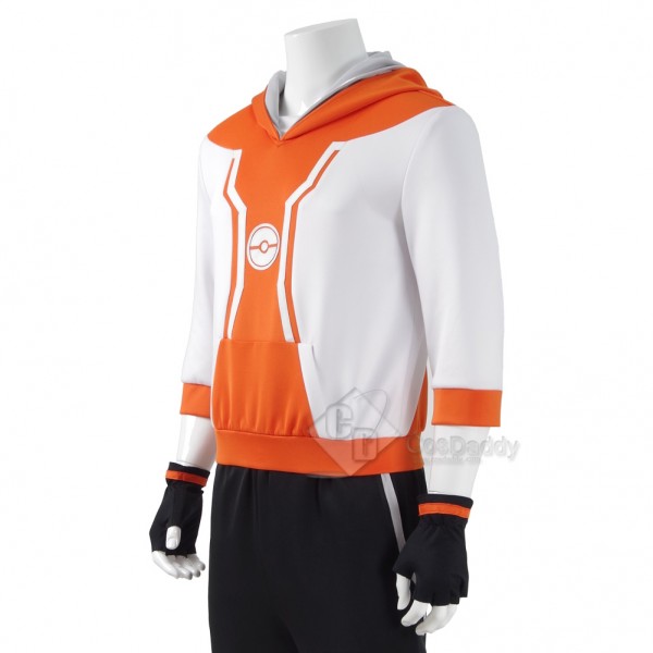 CosDaddy Pokemon Go Pocket Monster Trainer Costume Pokemon Go Team Suit Halloween Cosplay Men Orange Hoodie Pans Gloves