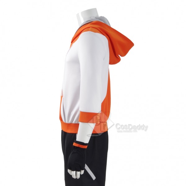 CosDaddy Pokemon Go Pocket Monster Trainer Costume Pokemon Go Team Suit Halloween Cosplay Men Orange Hoodie Pans Gloves