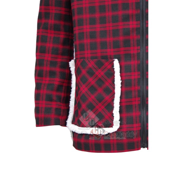Marvel Comics Deadpool Red And Black Grid Cotton Jacket Coat Cosplay Costume