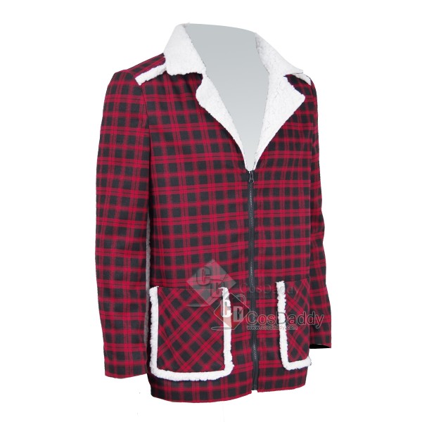Marvel Comics Deadpool Red And Black Grid Cotton Jacket Coat Cosplay Costume