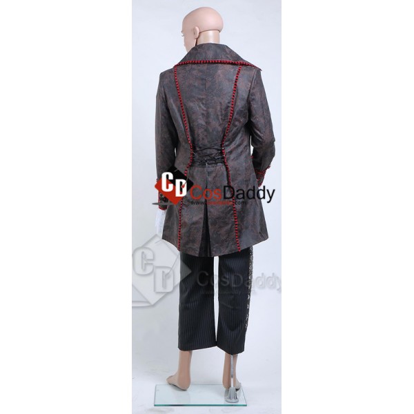 Alice In Wonderland Johnny Depp Mad Hatter Jacket Pants Tie 6 pcs Cosplay Costume 