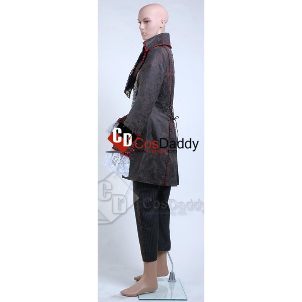 Alice In Wonderland Johnny Depp Mad Hatter Jacket Pants Tie 6 pcs Cosplay Costume 