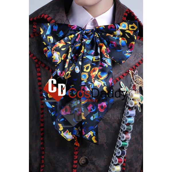 Alice In Wonderland Johnny Depp Mad Hatter Jacket Pants Tie 6 pcs Cosplay Costume 