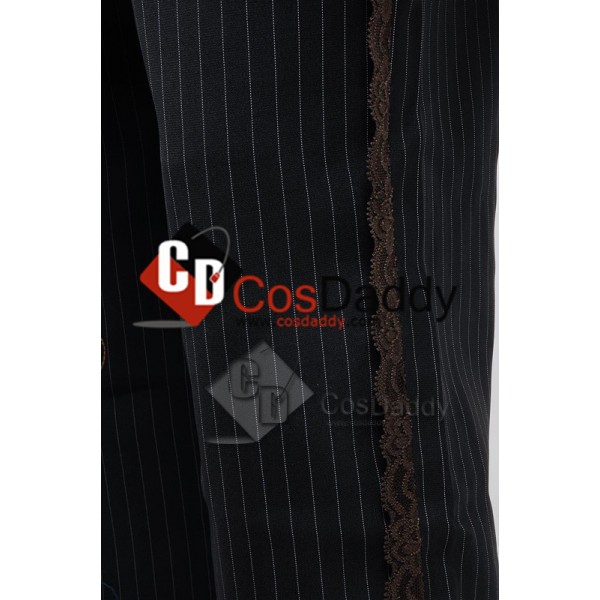 Alice In Wonderland Johnny Depp Mad Hatter Jacket Pants Tie 6 pcs Cosplay Costume 