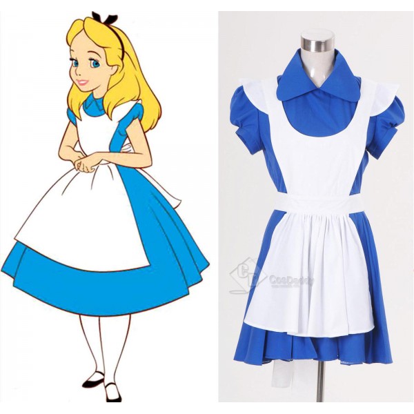 Alice In Wonderland Movie Blue Alice Dress Cosplay Costume