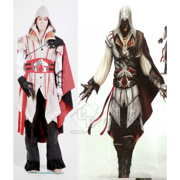 Assassin's Creed 2 II Ezio Outfit Cosplay Costume White