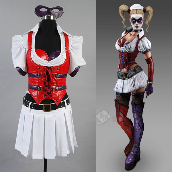 Batman:Arkham Asylum Harley Quinn Dress Cosplay Costume 