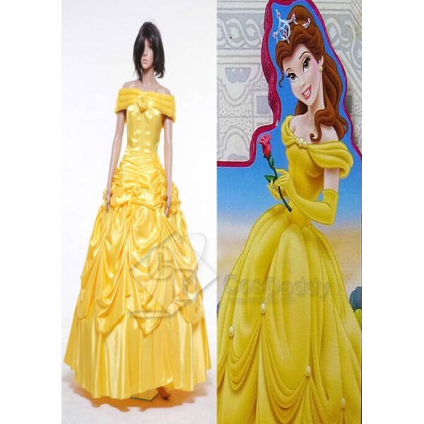 Beauty and the Beast Belle Evening Gown Yellow Dress Cosplay Costume