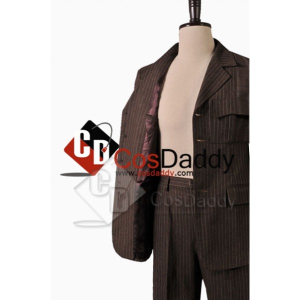 Doctor Who Ten 10th  Brown Trench Coat Suit  full set Costume