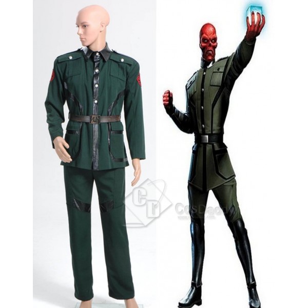 Captain America Red Skull Pants Dark Green Uniform Cosplay Costume