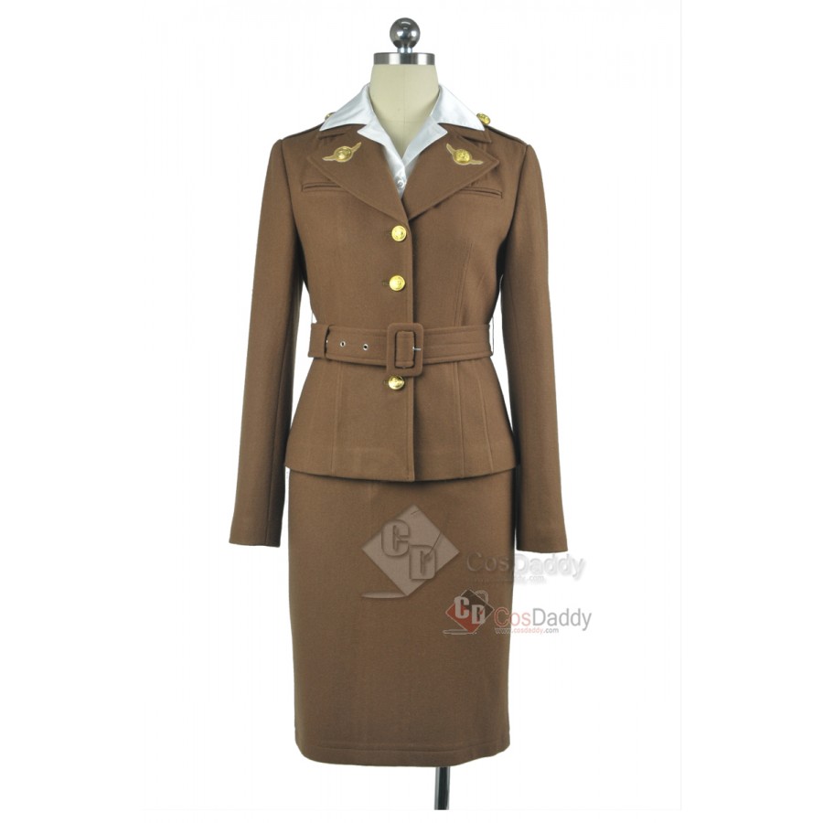 Avengers Captain America Agent Peggy Carter Uniform Olive Green Cosplay Costume