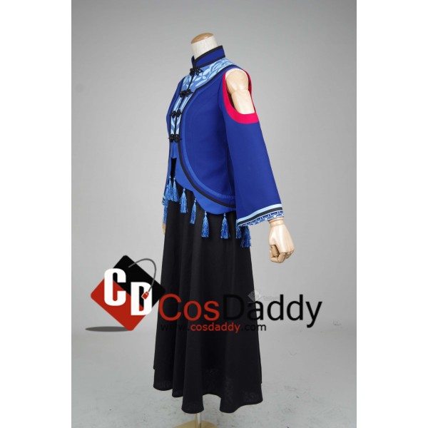 Chinese Game JX Online III Black Blue Dress Cosplay Costume