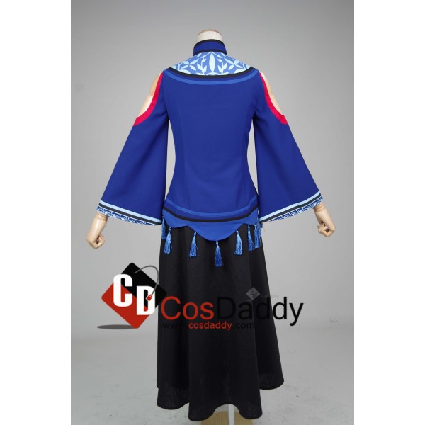 Chinese Game JX Online III Black Blue Dress Cosplay Costume