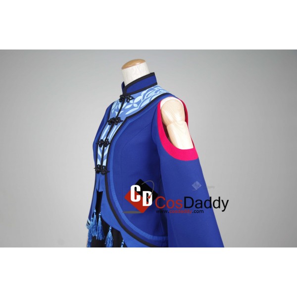 Chinese Game JX Online III Black Blue Dress Cosplay Costume