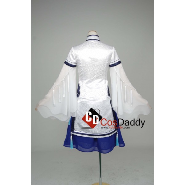 Chinese Game JX Online III White Blue Dress Cosplay Costume