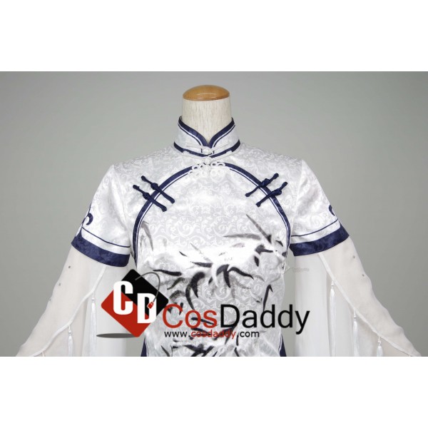 Chinese Game JX Online III White Blue Dress Cosplay Costume