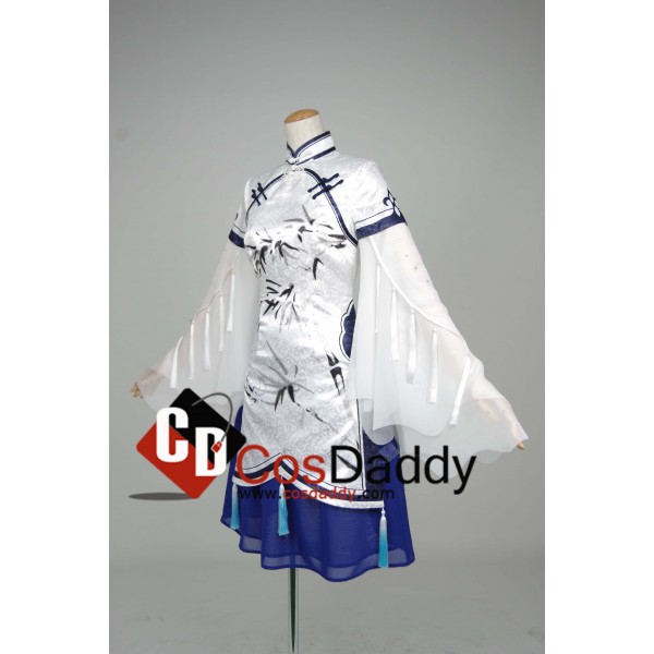 Chinese Game JX Online III White Blue Dress Cosplay Costume