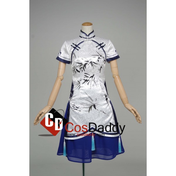 Chinese Game JX Online III White Blue Dress Cosplay Costume