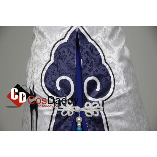 Chinese Game JX Online III White Blue Dress Cosplay Costume
