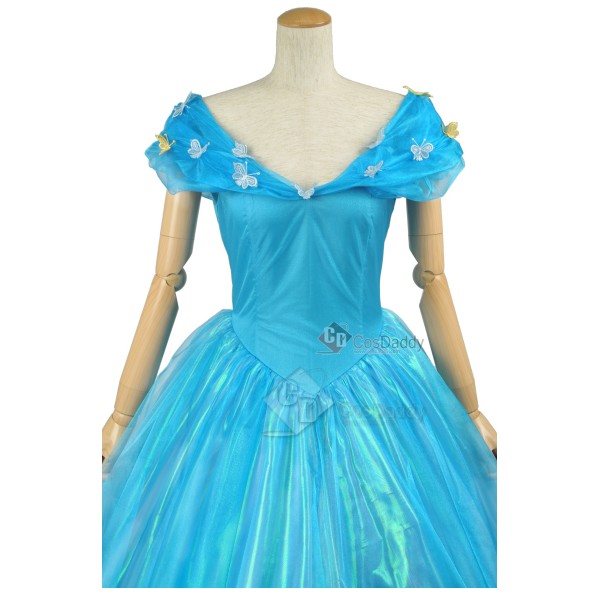 Cinderella 2015 Film Princess Cinderella Ella Party Dress Cosplay Costume