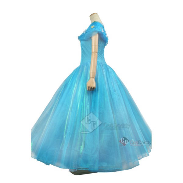 Cinderella 2015 Film Princess Cinderella Ella Party Dress Cosplay Costume