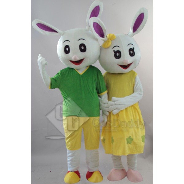 Couple Rabbits Mascot Fancy Dress Outfit Costume