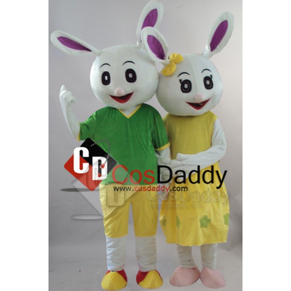 Couple Rabbits Mascot Fancy Dress Outfit Costume