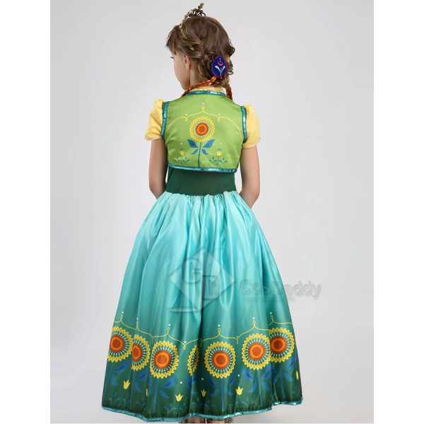 Disney Frozen Fever Cinderella New Anna Little Girl Dress Cosplay Costume