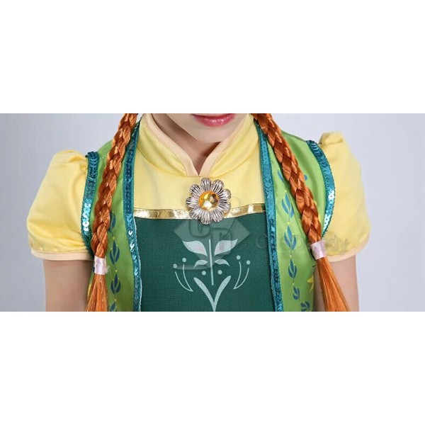 Disney Frozen Fever Cinderella New Anna Little Girl Dress Cosplay Costume