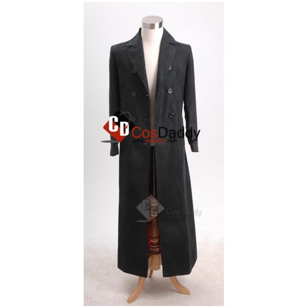 Doctor Who Torchwood Captain Jack Harkness Long Black Trench Coat Cosplay Costume  