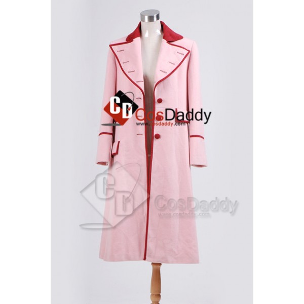 Doctor Who fifth Doctor Romana Long Pink Cashmere Trench Coat Cosplay Costume