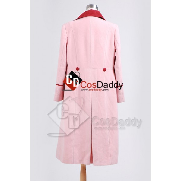 Doctor Who fifth Doctor Romana Long Pink Cashmere Trench Coat Cosplay Costume